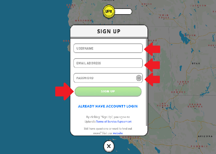 ثبت نام در Upland