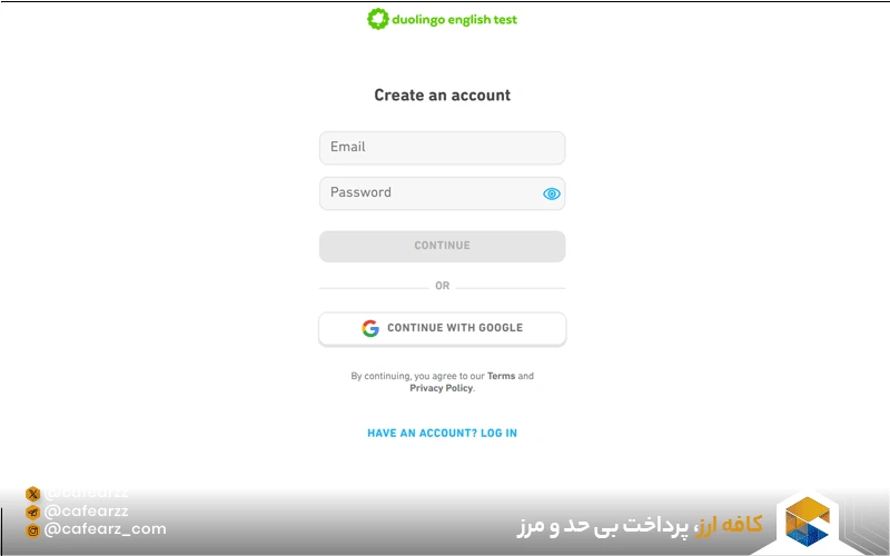 ایجاد حساب کاربری در سایت دو لینگو 